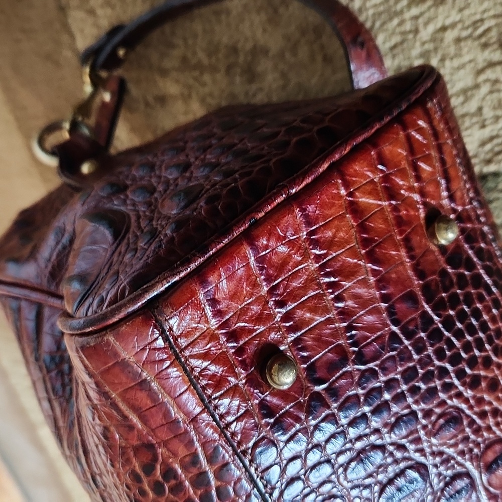 Brahmin Pecan  Croc-Embossed Shoulder Bag - Picture 14 of 16